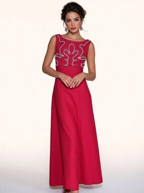 THE UNION Vintage 60's Fuchsia Pink Beaded Gown
